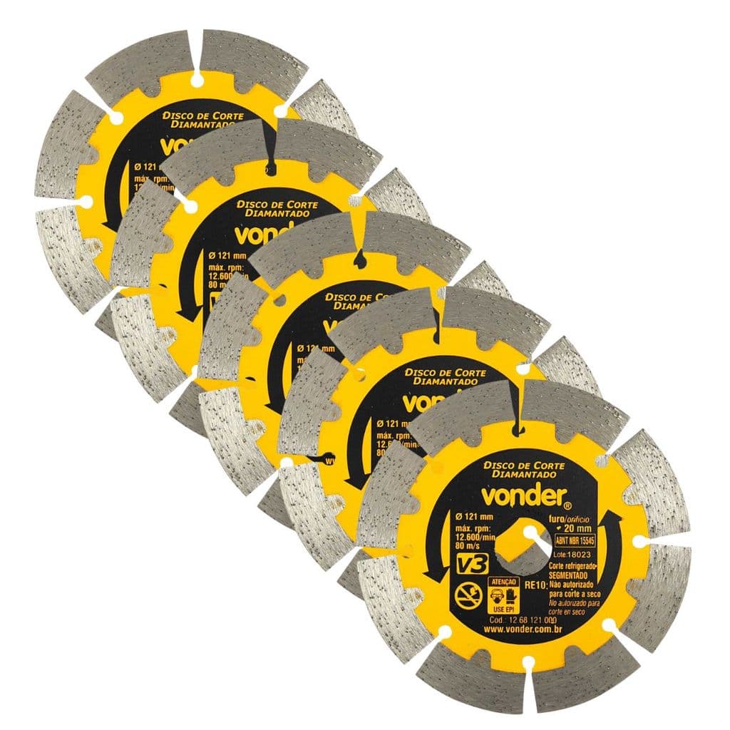 5 Discos Diamantado 121mm V3 Segmentado Para Cpv3150 Vonder