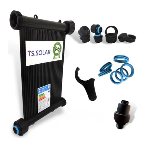 Kit 1 Placa Solar 2m TS Solar Piscina 0.800L + Válvula Quebra Vácuo + Kit instalação