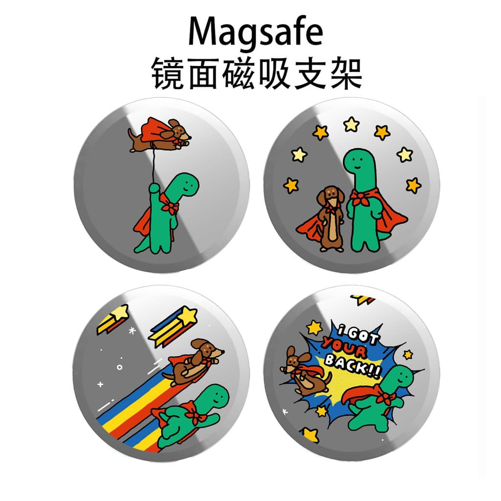 Magsafe forte palmas magnéticas bonito estrela dinossauro filhote de cachorro capa espelho magnético suporte do telefone