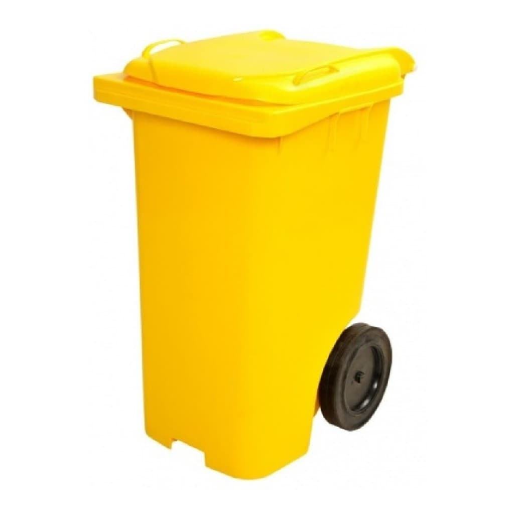 Conteiner Lixeira Plástica 120L com Rodas Amarelo | 1/2/3 unidades | Pronta Entrega