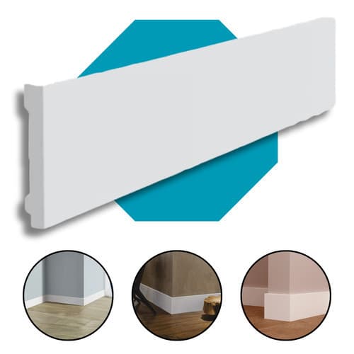 Kit 4 Rodapés Barra 1m Premium Poliestireno 15cm Branco  Sofisticado Fácil Função Passa Fio - 1 Metro