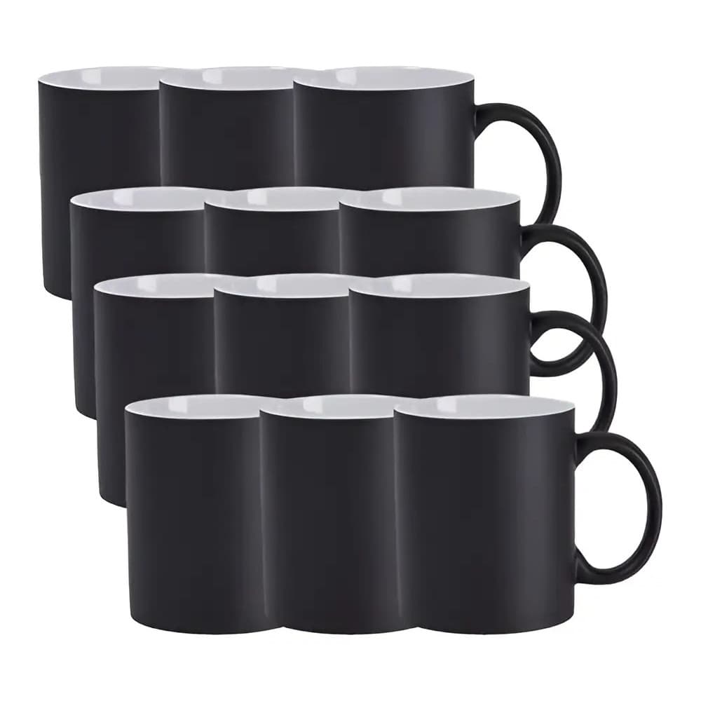 Kit 12 Caneca Para Sublimação Mágica Preto Fosca 325ml
