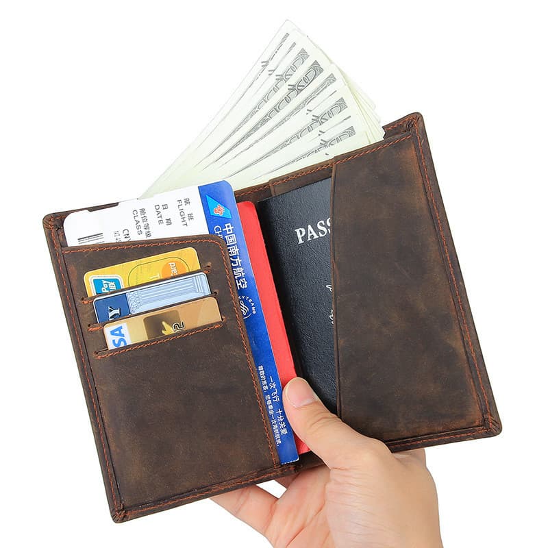 Crazy Horse Couro Simples Novo Estilo Couro Genuíno Porta Passaporte Bolsa para Passaporte Retro Cartão de Embarque Cart
