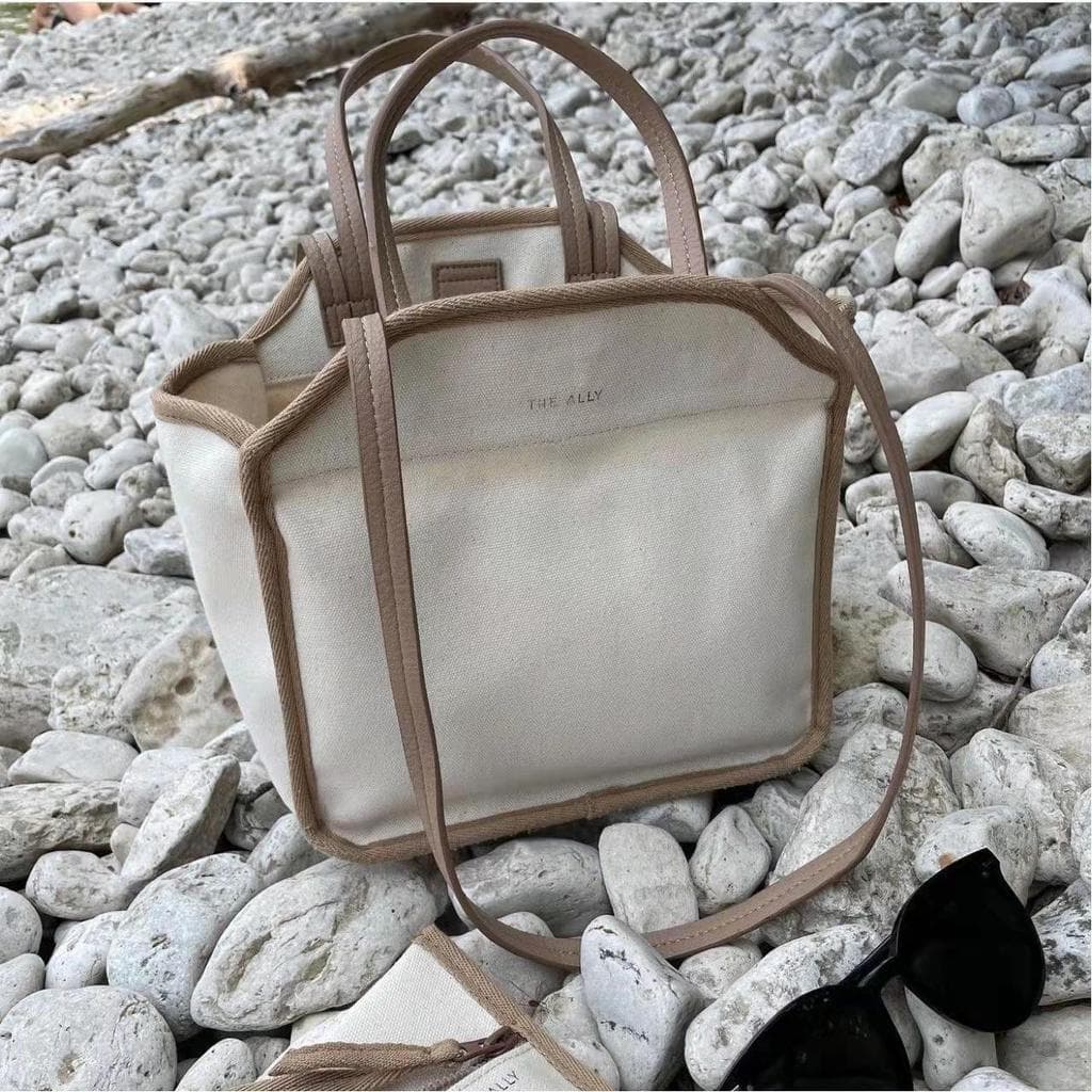 Bolsa Tote leve de lona, lancheira coreana, bolsa multifuncional para mãe e bebê, bolsa mensageiro de ombro