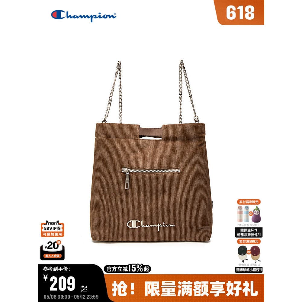Campeão campeão mochila 25 outono inverno novo estilo saco de lixo bolsa de ombro feminina corrente bolsa Commuter mochi