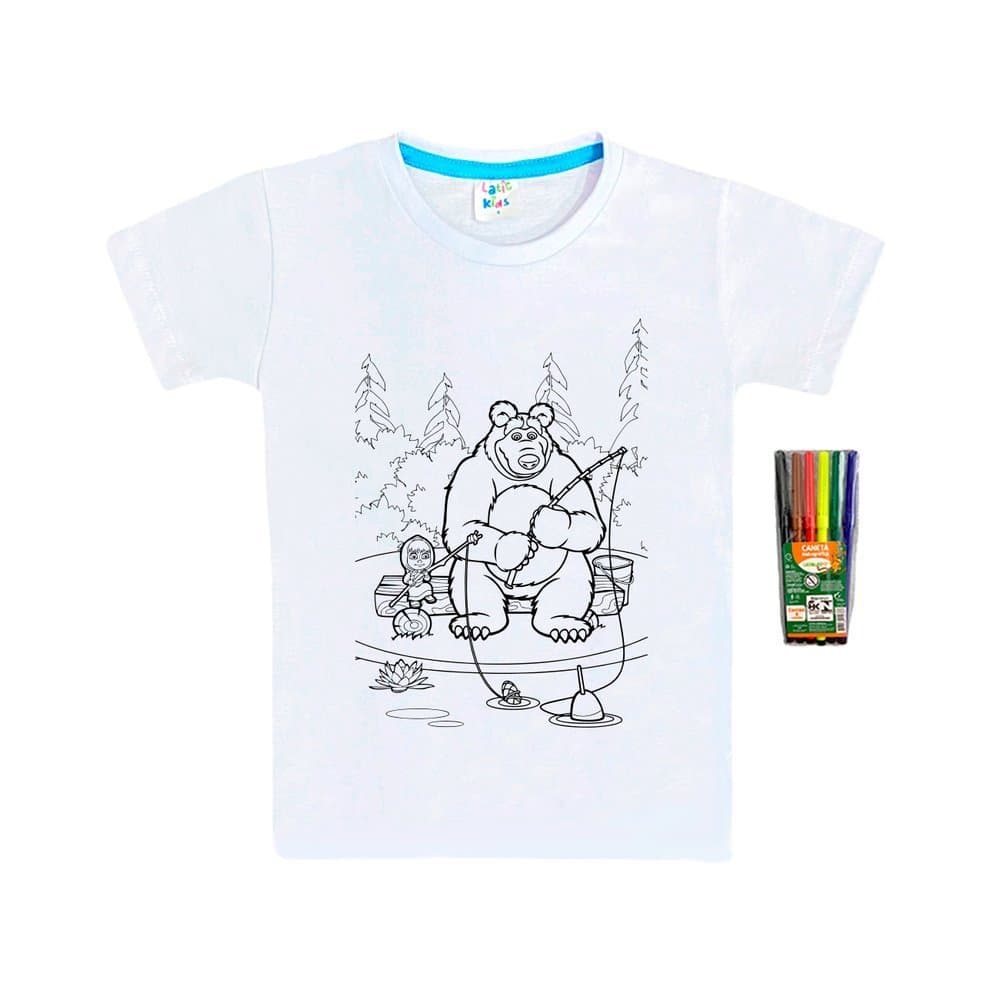 Camiseta Infantil Masha e o Urso - Pinte e Lave - Latic Kids