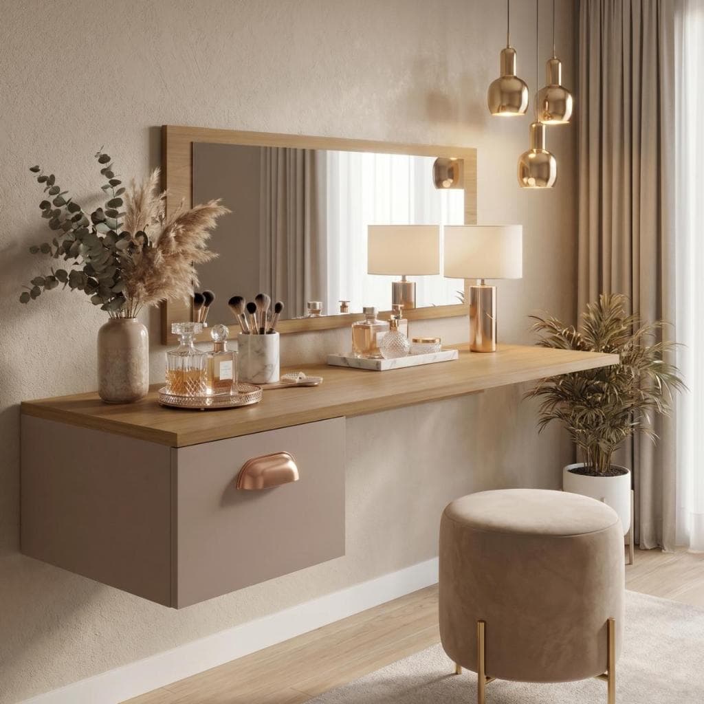 Penteadeira Camarim Suspensa BLUSH com Espelho e Gaveta Funcional – Fácil Montagem