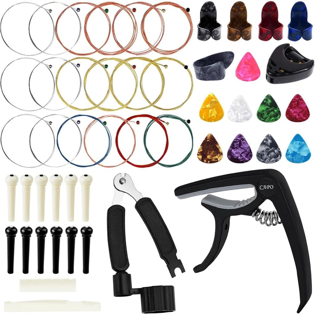 Kit de Acessórios para Violão Acústico Benvo Ultimate |   Ferramentas Essenciais para Guitarra com Capo, Cordas Premium,