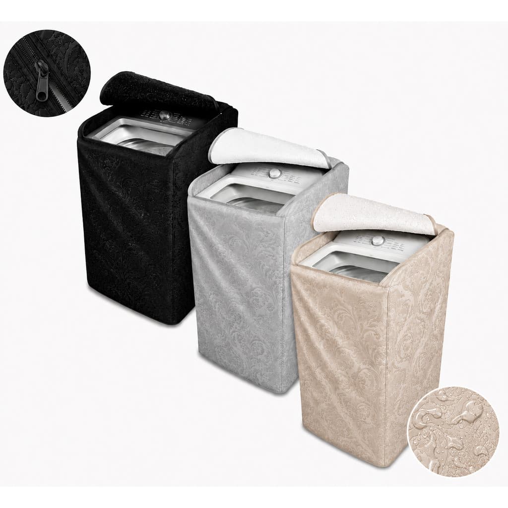 Capa Cobrir Máquina De Lavar Roupa Tanquinho Couro Impermeável Com Zíper