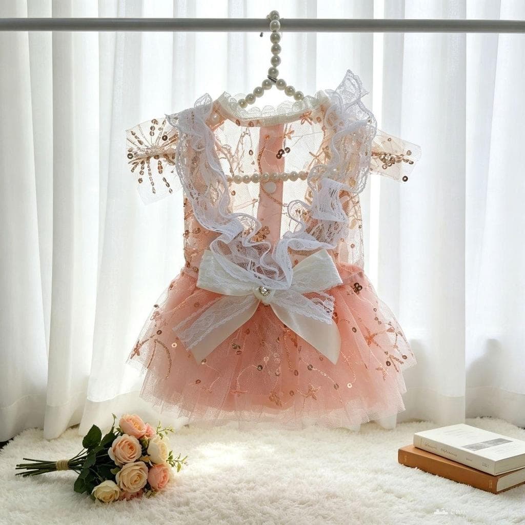 Vestido de princesa para cachorro, vestido de renda de lantejoulas finas de verão, cachorro pequeno, Teddy, Bichon, York