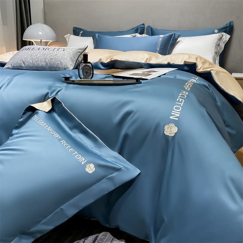 High-End luz luxo gelo seda conjunto de quatro peças sedoso nu dormir lavável cama dormitório conjunto de três peças col