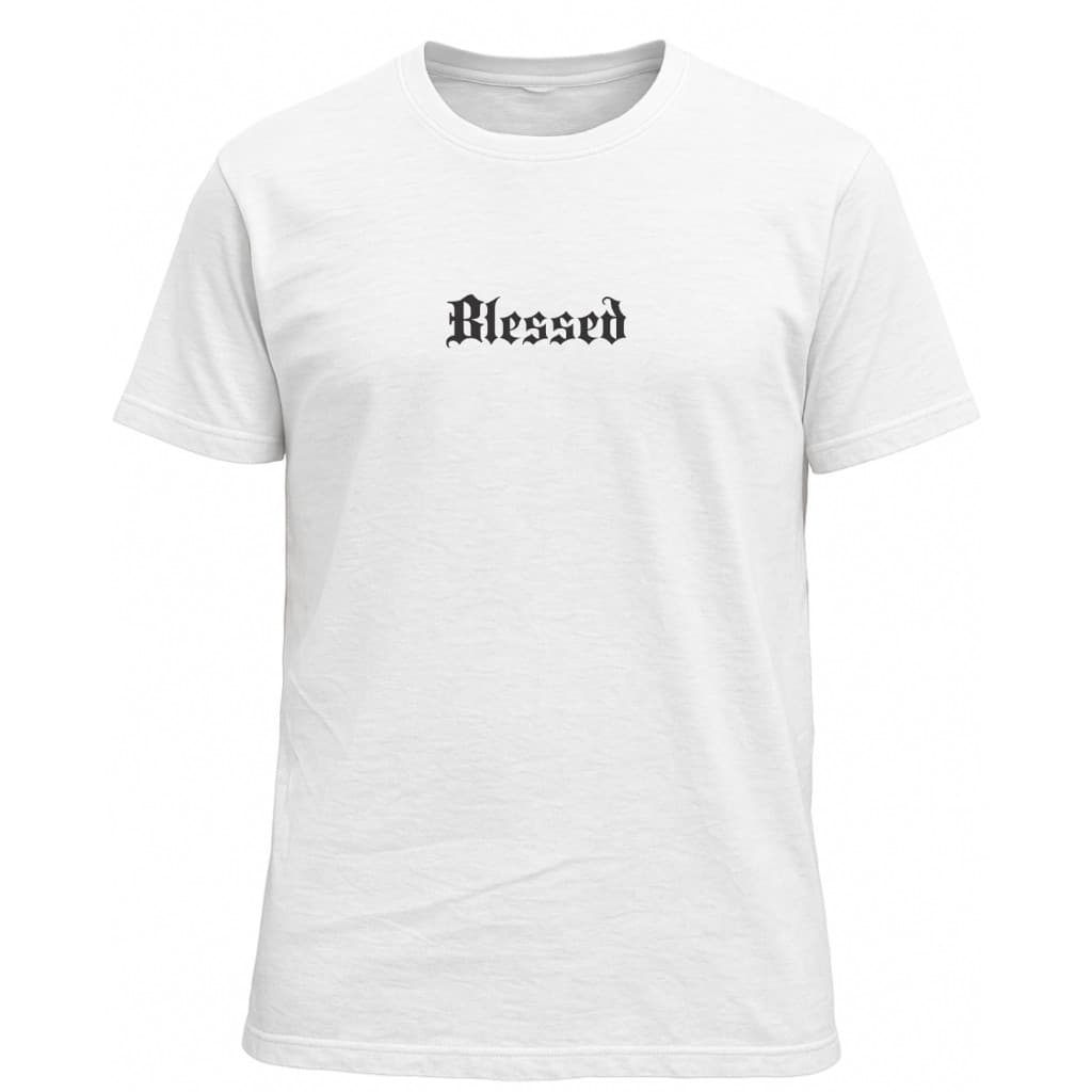 Camiseta Algodão Blessed Estampa Abençoado Cristã