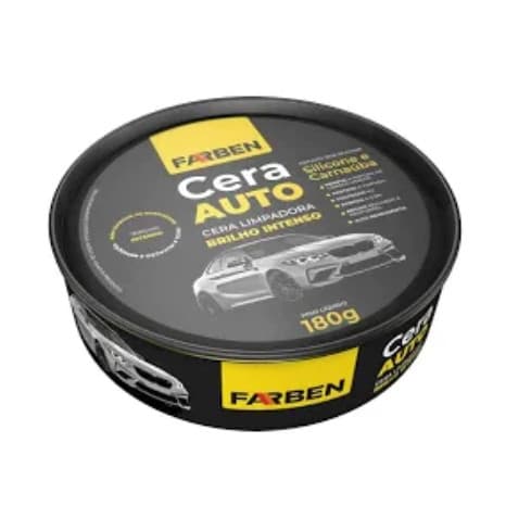 Cera Automotiva Auto Farben 180gr Carnaúba Silicone Brilho Espelhado Poteção UV