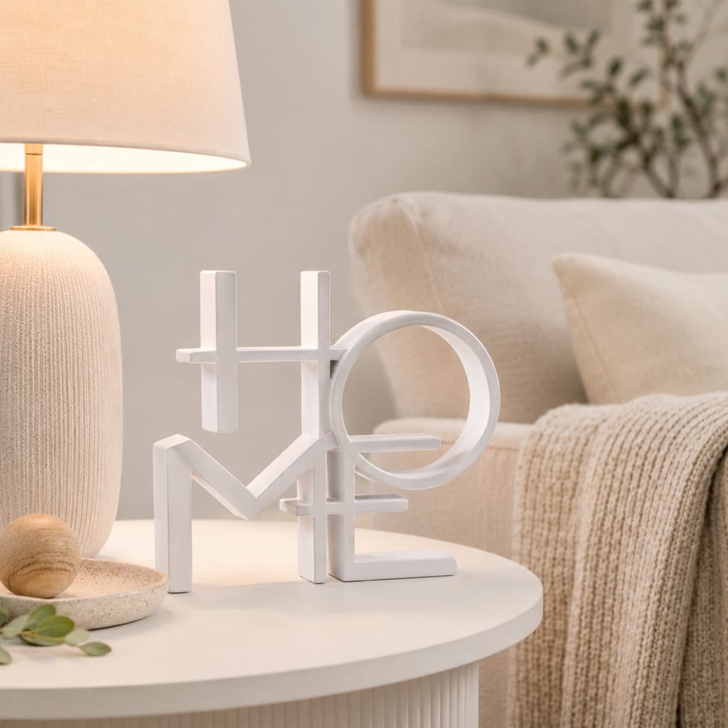 Escultura Decorativa HOME 13cm Moderna Minimalista para Sala Quarto Escritório
