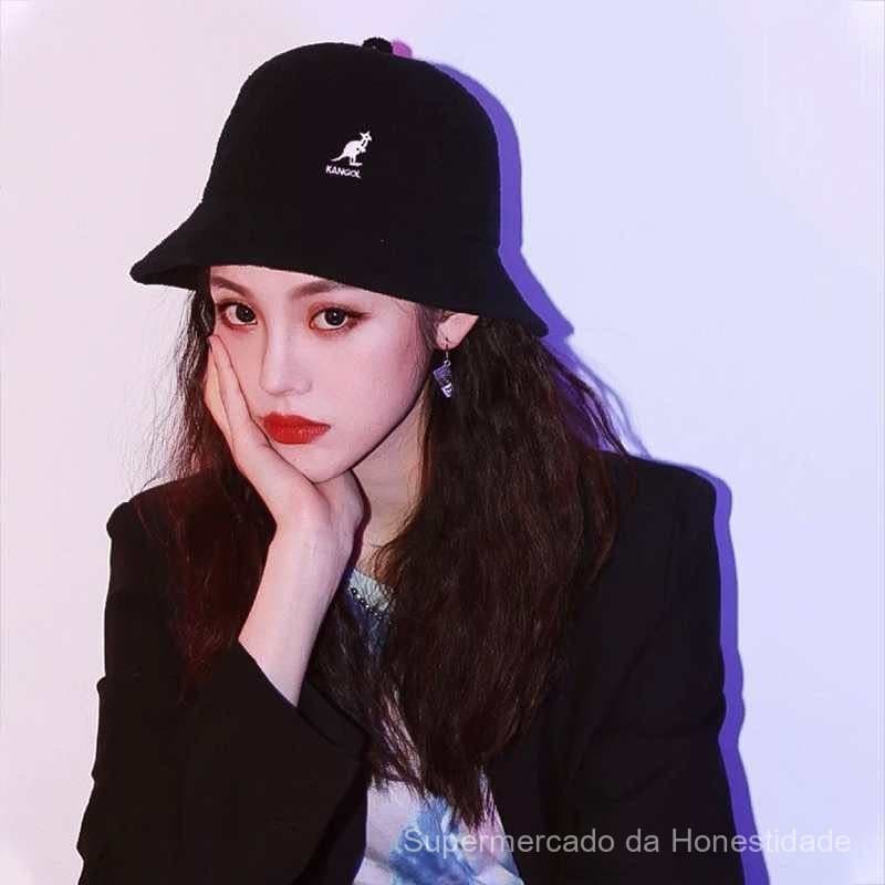 Chapéu de Sol Unissex Kangol, Chapéu de Pescador para Cabeças Grandes, Chapéu de Marca da Moda Hyuna com Topo Redondo de
