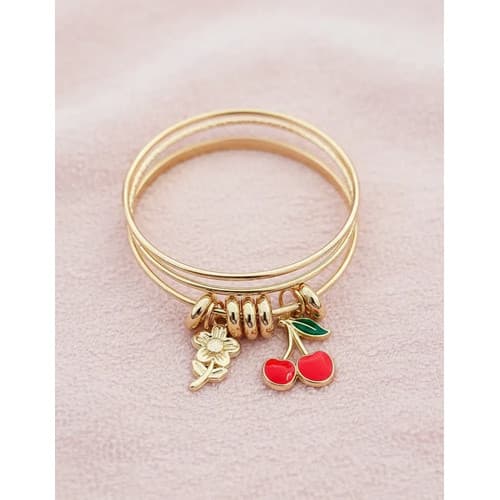 Kit C/ 5 Pulseira Infantil Menina Criança Cereja Bracelete