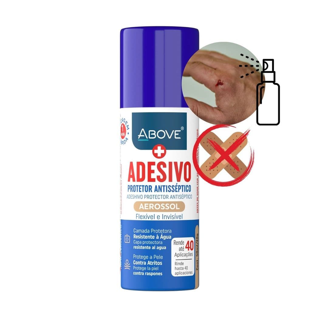 Adesivo Protetor Antisséptico Above Spray Película Invisível Curativo Calos Bolhas Secagem Rápida 40 Aplicações 50ml