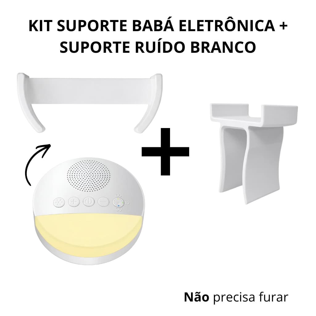 Kit Suporte Babá Eletrônica + Ruído Branco Dupla Face Sem Furar Berço