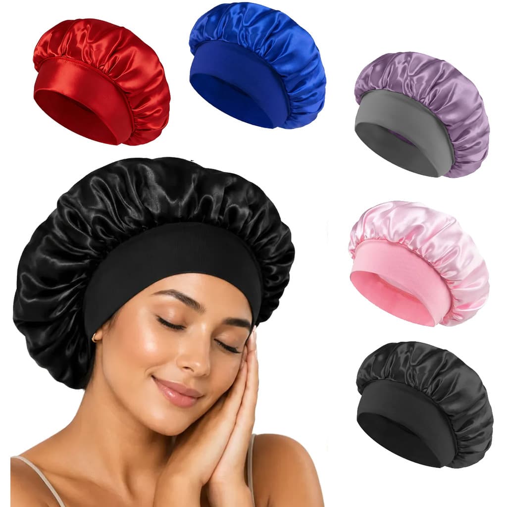 Touca de Cetim Feminina Antifrizz para Cabelo com Ajuste Confortável Kit 1 3 ou 6