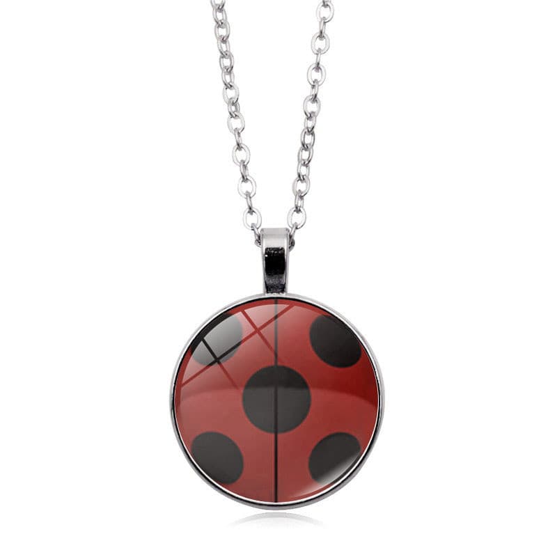 Colar Com Pingente De Bolinhas Joaninha De Anime Para Meninas , Joias De Desenho Animado , Corrente De Suéter Elegante E