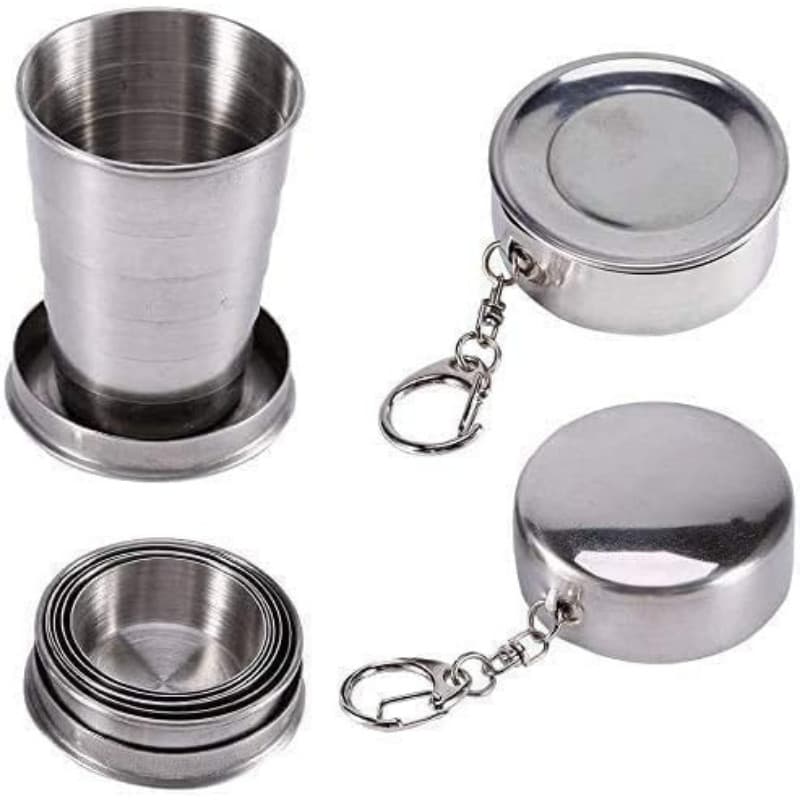 Copo Dobrável Portátil Em Aço Inox - Para Camping Viagem