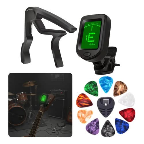 Kit Afinador Completo Digital Led Capo Forte E 10 Palhetas