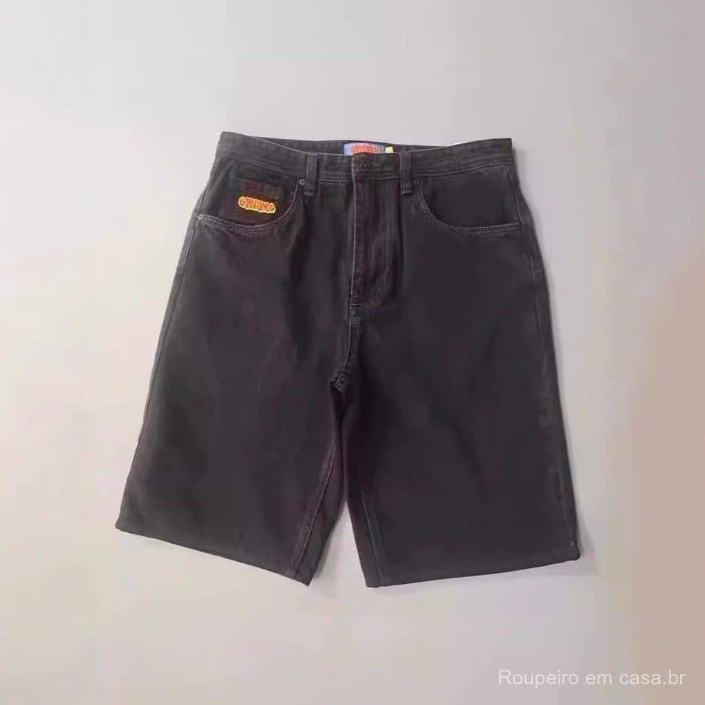 E-comercial americano Hip-Hop Street Wear Retro skate denim Shorts masculino verão solto Casual denim calças médias