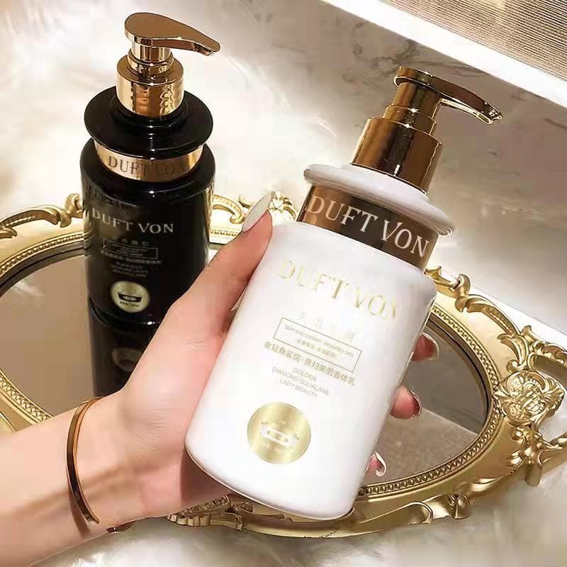 Esqualano ouro diamante garrafa preto ouro senhora fragrância loção corporal refrescante não gorduroso hidratante hidrat