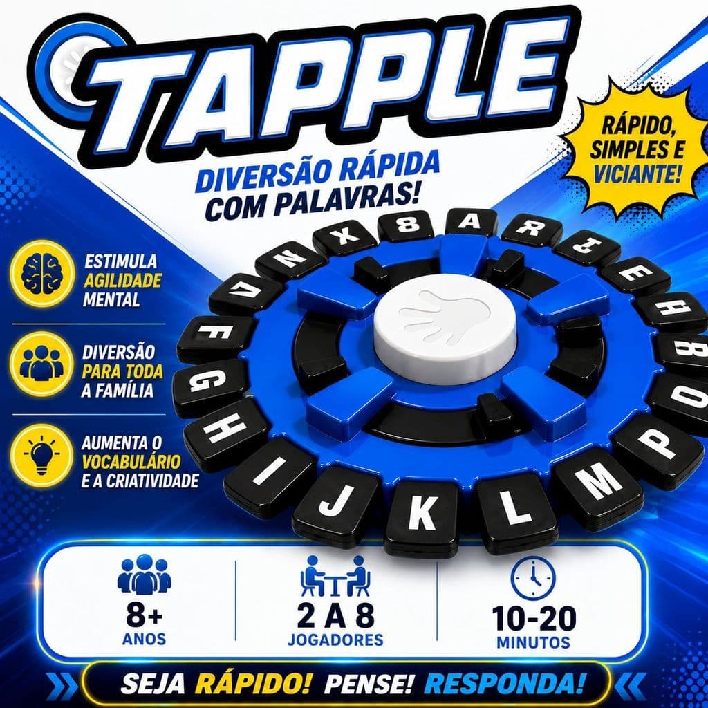 Jogo Tabuleiro Tapple Stop Trava Letras com Temporizador Versão Português