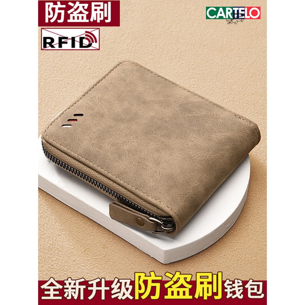 carteira masculina com ziper carteira masculina Carteira masculina com Slot para vários cartões anti-roubo furto porta-c