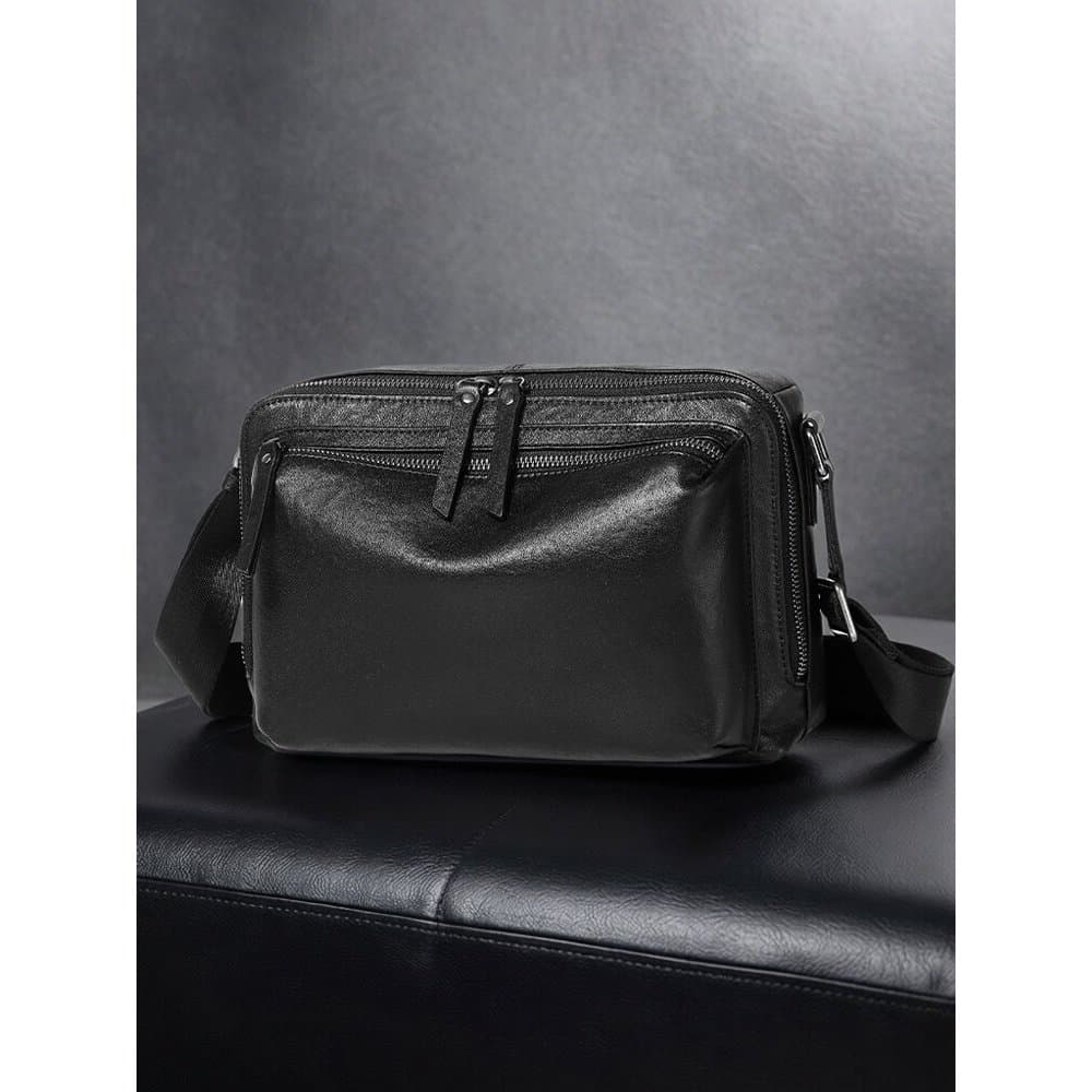 Bolsa mensageiro masculina de couro genuíno Casual All-Match estilo viajante mochila vegetal curtido textura de couro bo