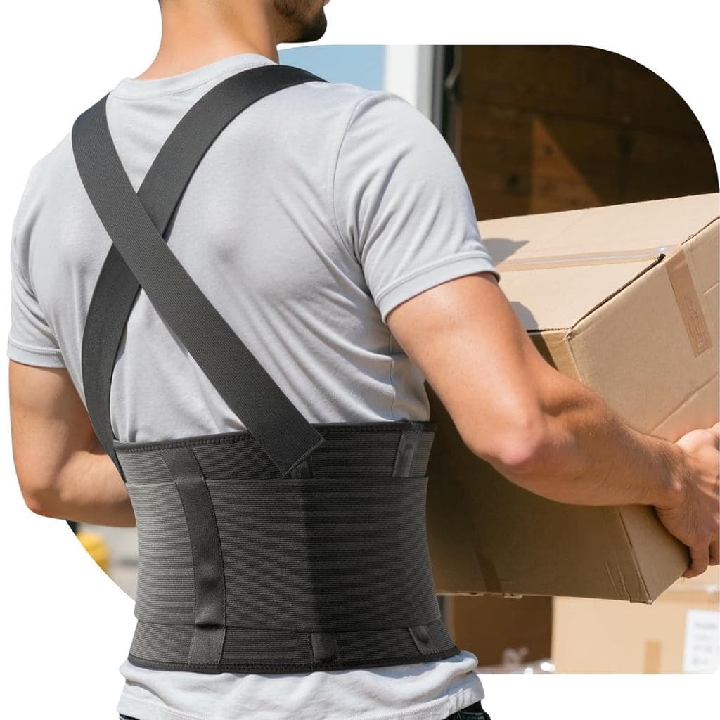 Work Back Brace for Men & Women, Adjustable Lower Back Support Belt for Sciatica, Herniated Disc, Pain Relief, Heavy Lif