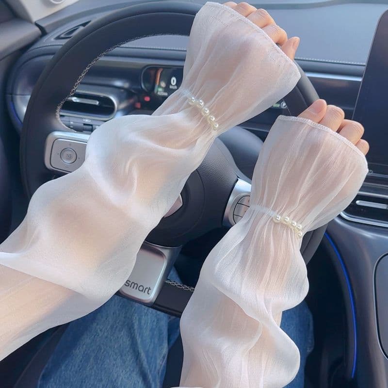 Manga de gelo estilo feminino luvas protetor solar ultravioleta estilo fino condução equitação seda gelo tamanho grande
