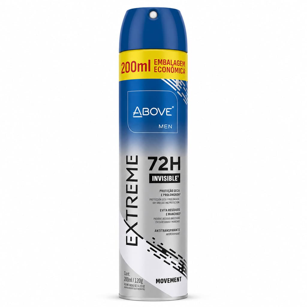 Desodorante Antitranspirante Above Men Extreme Invisible Movement Aerosol 200ml