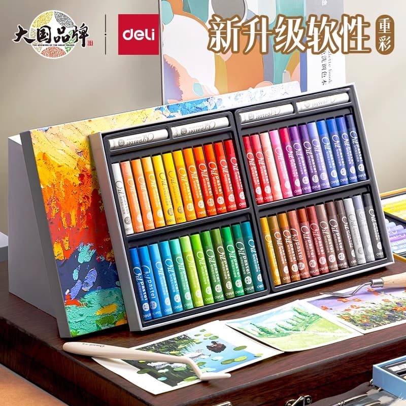 Deli Heavy Color Oil Pastel diy Pintura Óleo Pastel Pintura Raspador de papel Conjunto de ferramentas Crayon Óleo Pastel