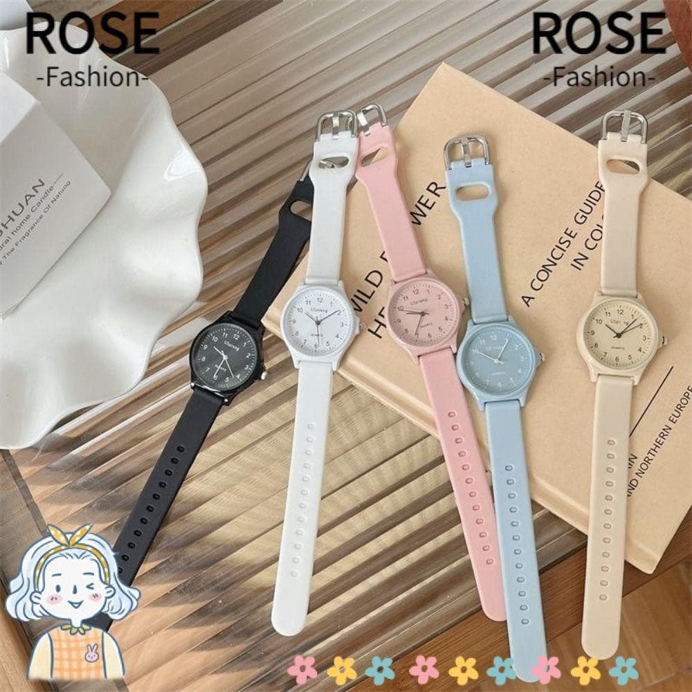 Relógio De Pulso ROSEGOODS , Quartzo Multicolorido Com Pulseira De Silicone Casual Ajustável Para Estudantes