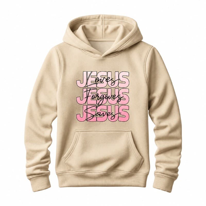 Moletom Canguru Feminino Jesus Saves Moda Streetwear Gospel Casual Inverno Algodão
