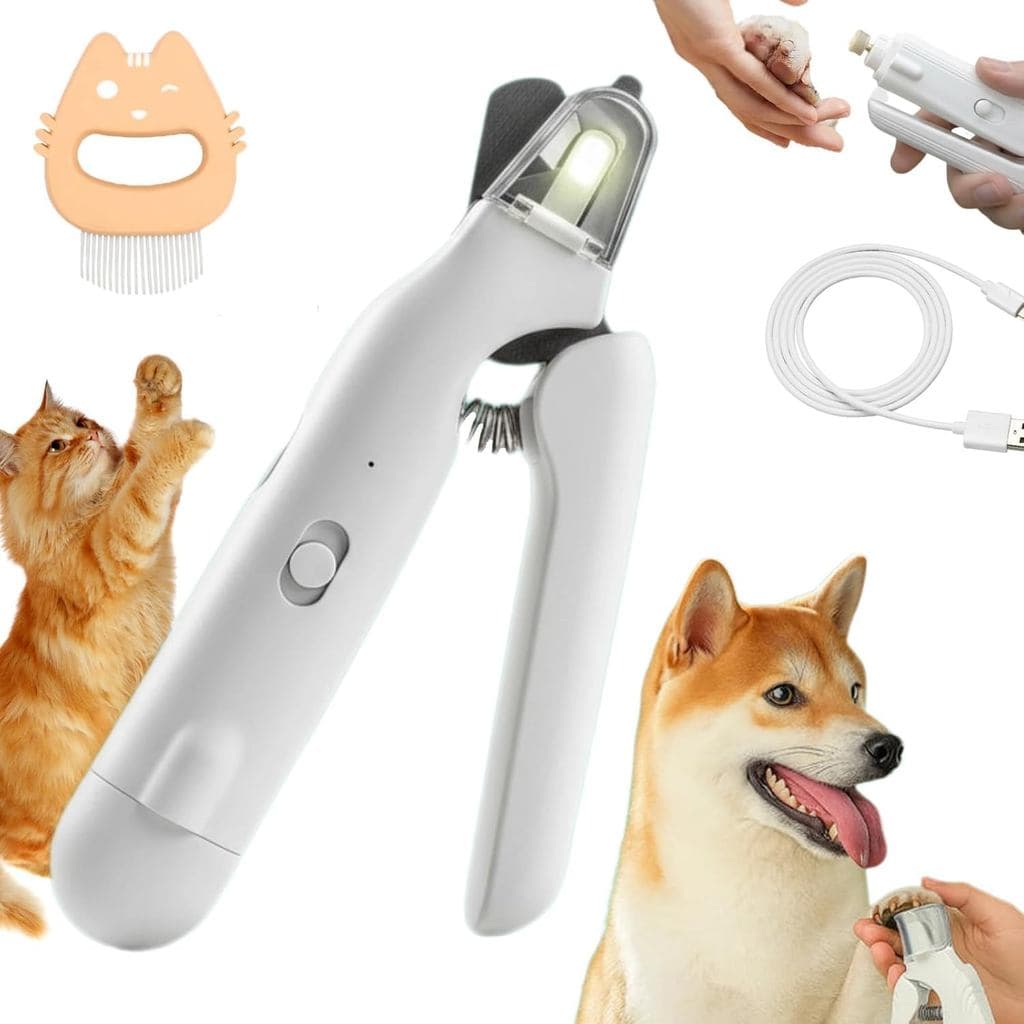 Cortador de Unhas com Luz LED para Cães e Gatos, Tesoura de Unhas para Gatos e Cães com Lixa de Unhas e Dispositivo de P