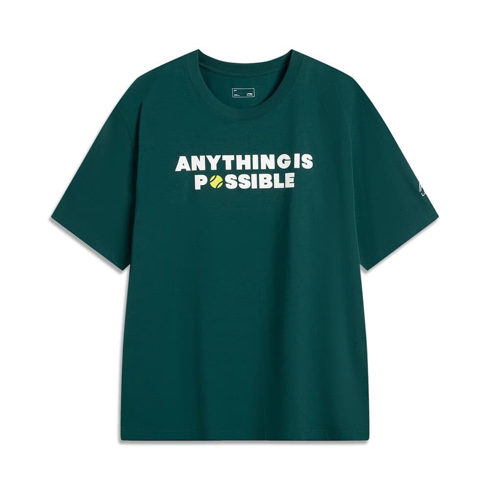 Li Ning Camisa Cultural Masculina de Manga Curta 2025 Verão Solta Respirável Absorção de Umidade Esportes Casuais Meia M