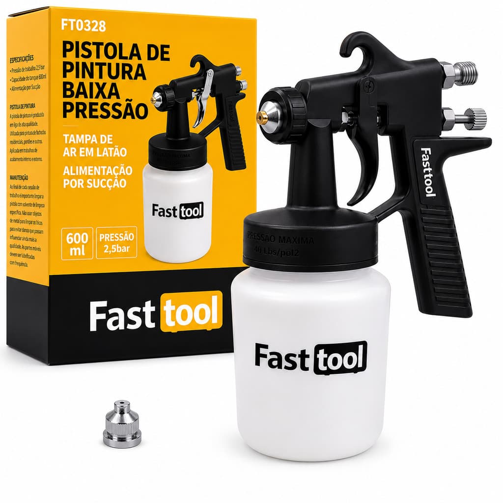 Pistola De Pintura Baixa Pressão 600Ml Por Sucção
