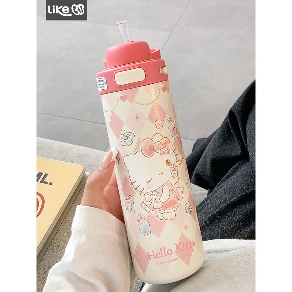 Hellokitty copo térmico menina palha copo de água feminino novo estilo 2026 copo de estudante portátil bonito de alto va