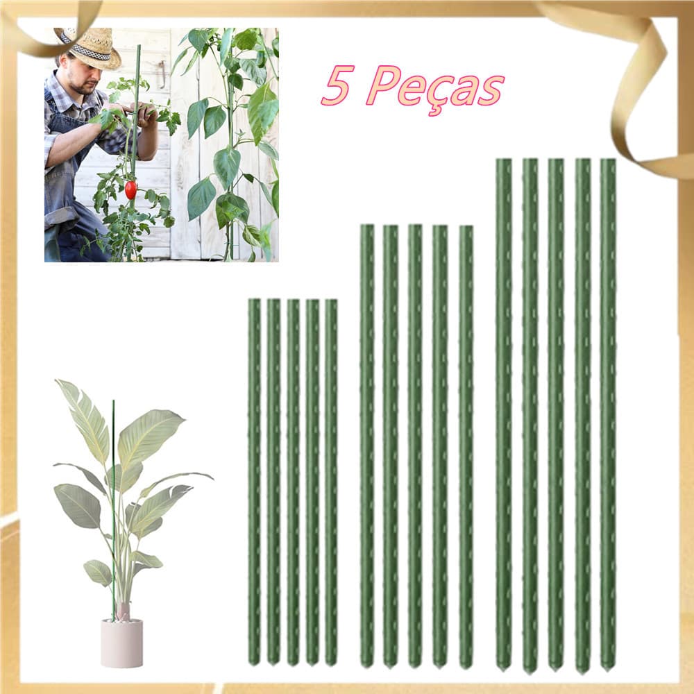 Estacas de suporte para plantas de 60/75/90cm, 5 hastes para plantas, para tomates e rosas em vasos internos e externos