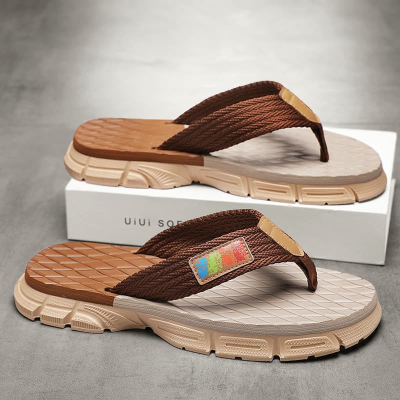 Chinelos de cinto de pano masculino verão exterior Wear antiderrapante vietnã flip-flops masculino praia à beira-mar
