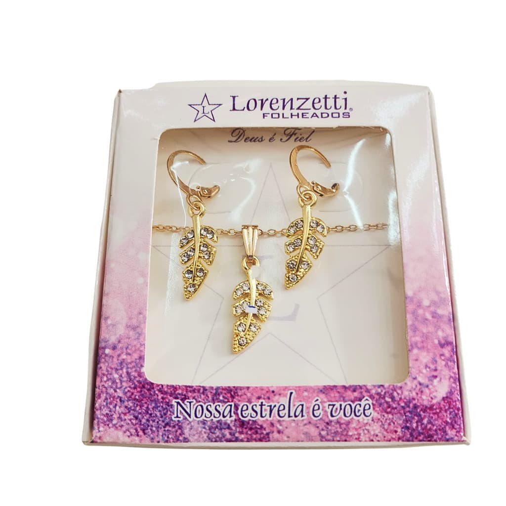 Conjunto Colar E Brincos Feminino Folheado A Ouro