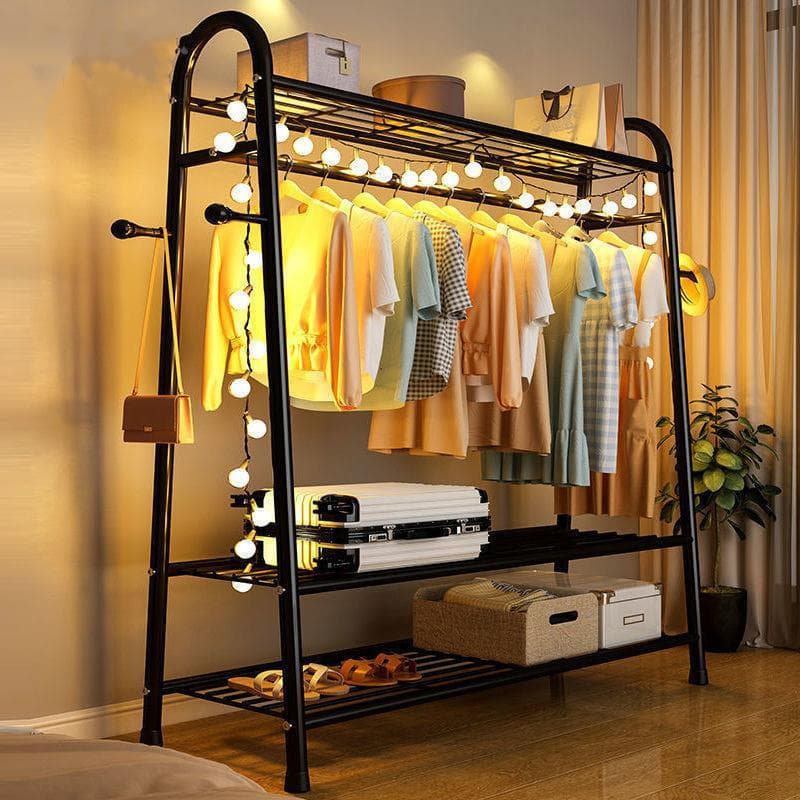 Cabide de roupas domésticas para quarto do chão ao teto, haste dobrável para roupas, varanda simples, Rack de secagem de