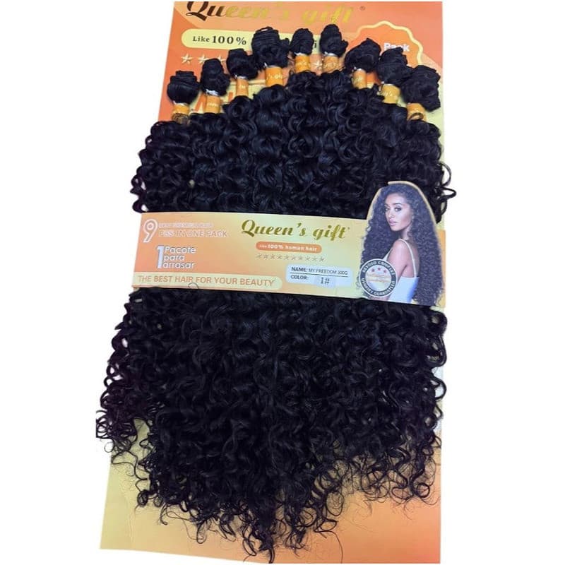 Cabelo em Tela Cacheado Bio Fibra 9peças My Freedom 65cm 300g Preta Fibra Importada