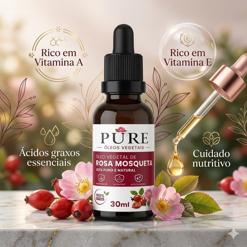 Óleo Vegetal De Rosa Mosqueta 100% Puro Natural Prensado a Frio 30ml