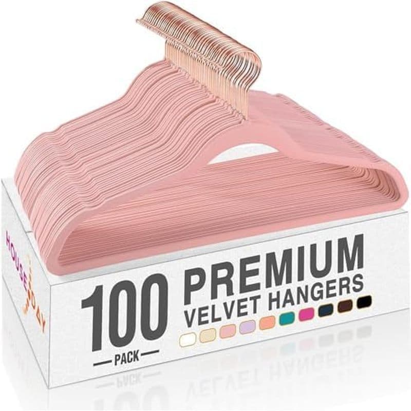 HOUSE DAY Cabides De Veludo Rosa Pacote Com 60 , Roupas De Feltro Antiderrapantes Premium , Casaco Resistente E , Duráve