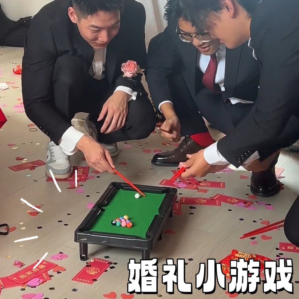 Jogo de casamento Pick-up adereços bloqueio porta interativo jogo de casamento adereços pequeno bilhar civilização criat
