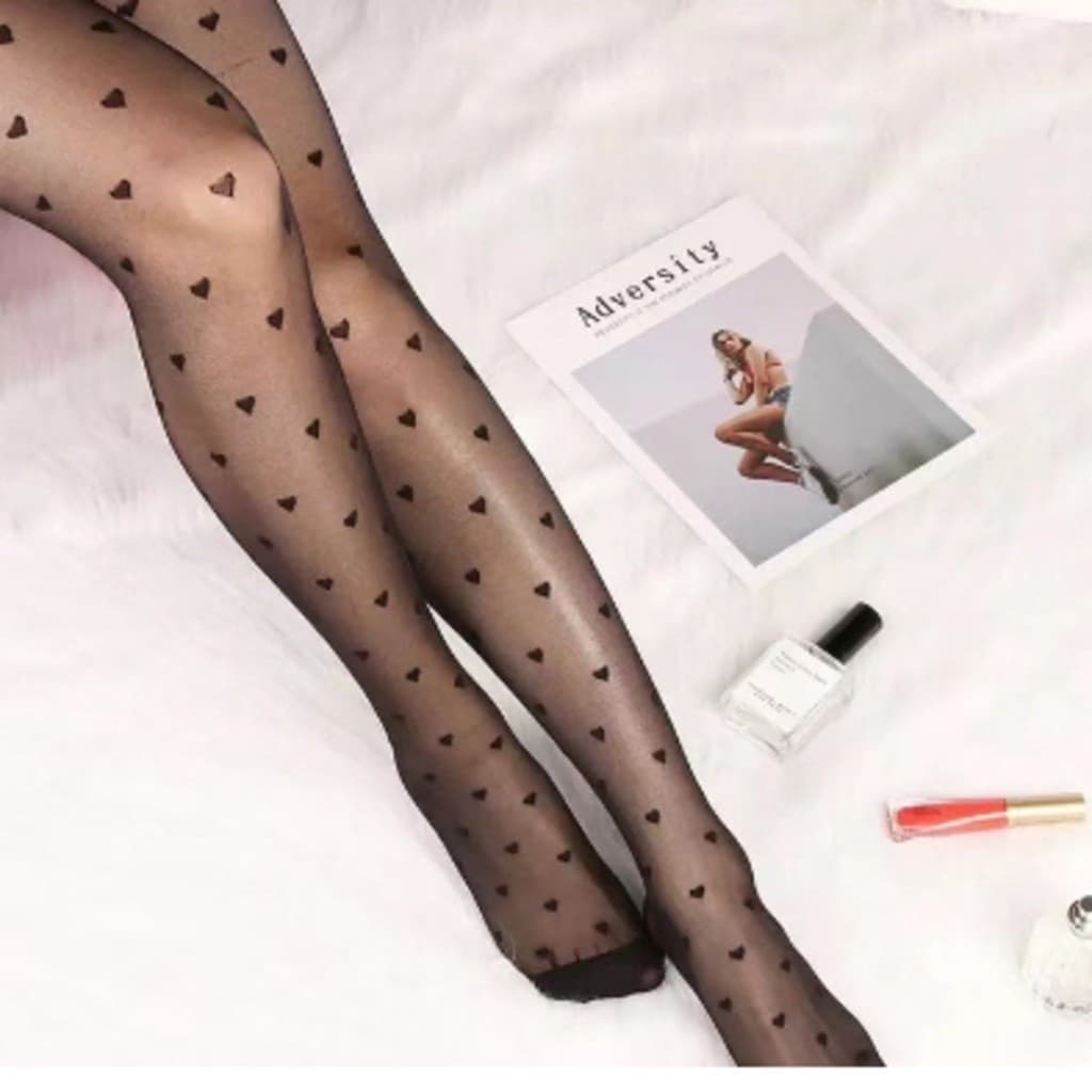 Meia Calça fina Feminina Estilo Blogueira de Coração / Fio 15
